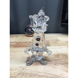 Vintage Archimede Seguso Murano Clear Glass Circus Decorative Clown Figurine